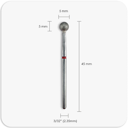 Diamond Nail Drill Bit | Ball 5.0mm (Red)