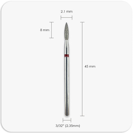 Diamond Nail Drill Bit | Flame 2.1mm (Red)