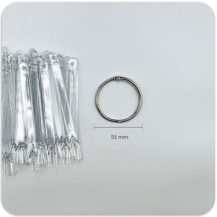 50 Tips Clear Nail Swatches Sticks with Metal Screw Split Ring Holder