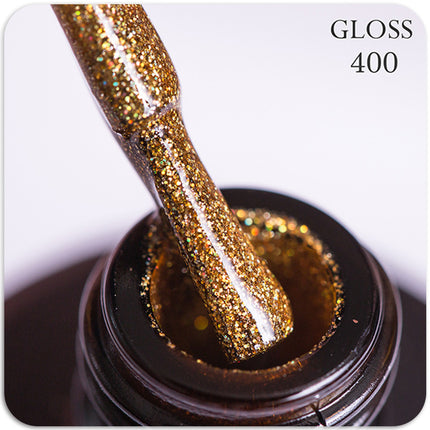 Gel polish GLOSS 400 (golden yellow with micro-shine), 11 ml