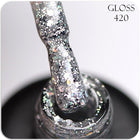 Gel polish GLOSS 420 (silver with holographic glitter), 11 ml