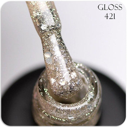 Gel polish GLOSS 421 (golden with glitter), 11 ml