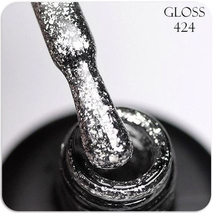 Gel polish GLOSS 424 (silver with micro-shine), 11 ml
